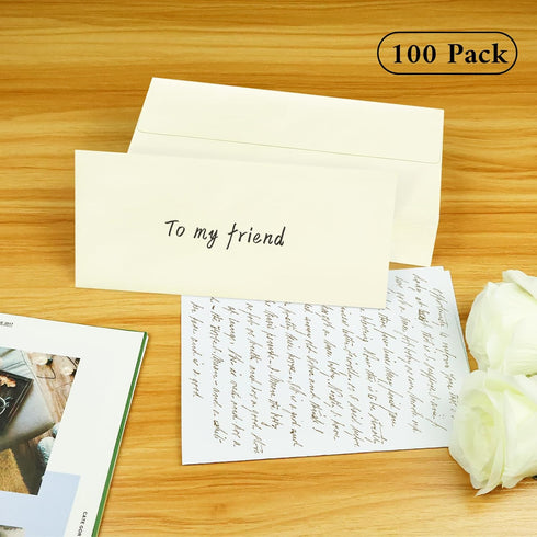 100 Pack #10 Business Envelopes, Ivory Standard Envelopes Self Seal, Letter Size Business Mailing Envelopes for Checks Letters Invoices Statements...
