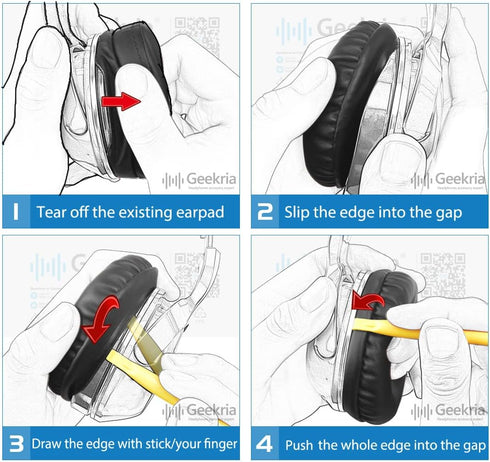Geekria QuickFit Replacement Ear Pads for Jabra Evolve 65 MS, 65 UC, 65, Evolve 40 UC/MS, 40, Evolve 30 II UC, 20 SE UC Headphones Ear Cushions, H...