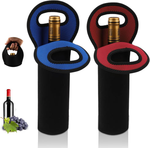 Desing Wish 2 PCS Wine Carrier Tote Bags for 750ml Red/White Wine Bottles, Insulated Neoprene Wine Cooler Bag Wine Gift Bags for Gift/Picnic/Party...