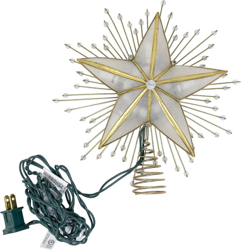 Kurt Adler 10-Light Capiz and Wire Snowflake Christmas Treetop, 10-Inch, Silver...