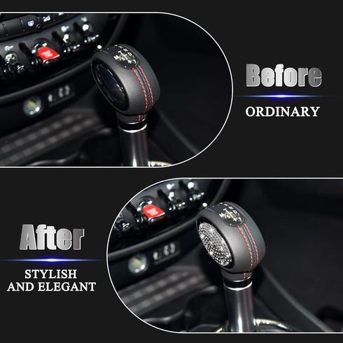 TOMALL Bling Gear Shift Knob Cover Compatible with Mini Cooper F54 F56 F55 Diamond Shifter Panel Interior Shift Gear Lever Cover Trim with Crystal...