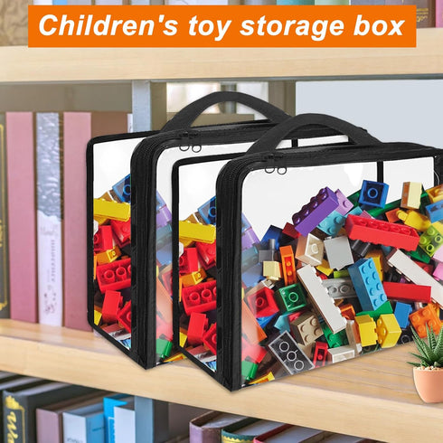 6 Pack Extra Large Toy Storage Bags PVC Organizing Bags with Zippered, Toy Storage Organizer with Portable Handheld?Waterproof Toy Bags for Board ...
