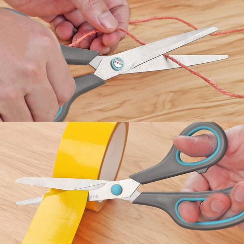 8.5" Scissors, Stainless Steel Blades, Soft Grip Handle, Suitable for Households,Offices and Schools, All Purpose, Blue/Grey...