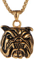 Fierce expression pet pendant gift gold-plated stainless steel bulldog head necklace 22+2 inch chain...