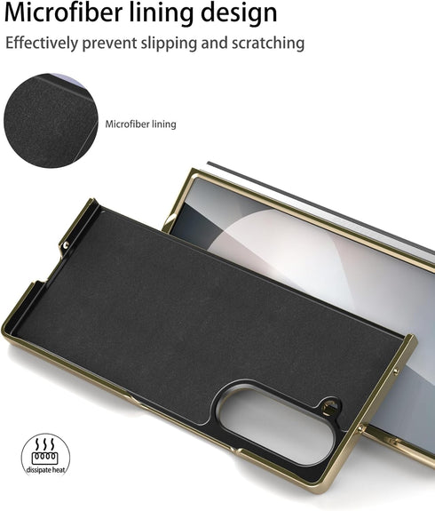 for Samsung Galaxy Z fold 6 5G Case, Ultra Slim Lightweight,PU Leather+ PC Material Hard Cover,Stylish Phone Case, Support Wireless Charging Case ...