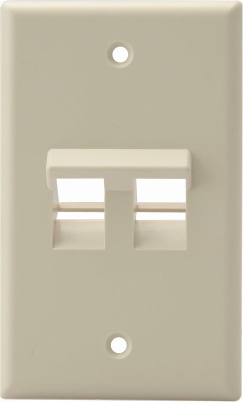 Leviton Angled QuickPort Wallplate 2-Port, Single Gang, 41081-2IP, Ivory...