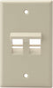 Leviton Angled QuickPort Wallplate 2-Port, Single Gang, 41081-2IP, Ivory...