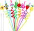 Summer Reusable Drinking Straws 24 Packs Pool Party Decorations Beach Fruit Party Favors Hawaiian Tropical Straws Goodie Bag Gifts for Birthday Pa...