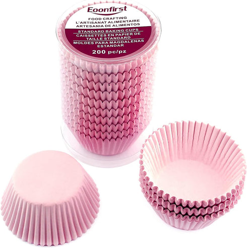 Eoonfirst Standard Size Baking Cups Thanksgiving Day Cupcake Liners 200 Pcs (Light Pink)...