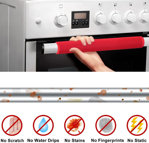 ZAWAGIIK 6Pcs Refrigerator Door Handle Cover Washable Kitchen Appliance Decor Handles Fridge Oven Microwave Dishwasher Antiskid Protector, Keep Off Fingerprints Food Stains (Red)