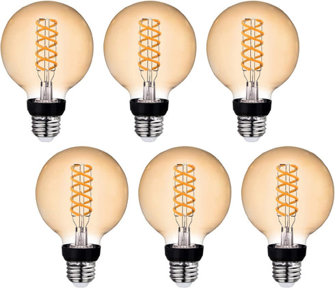 6 Pack G25/G80 Globe LED Light Bulbs, 6W Dimmable 60 Watt Equivalent LED Edison Bulbs, Warm White 2500K, 600LM, E26 Base, Clear Glass Edison LED B...