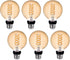 6 Pack G25/G80 Globe LED Light Bulbs, 6W Dimmable 60 Watt Equivalent LED Edison Bulbs, Warm White 2500K, 600LM, E26 Base, Clear Glass Edison LED B...