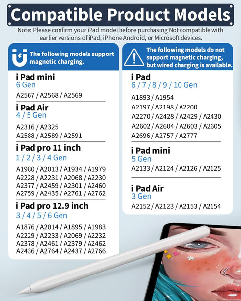 iPad Pencil 2nd Generation with Magnetic Wireless Charging,With Apple Pencil Magnetic Charger,Compatible with iPad 6/7/8/9/10,iPad Pro 11 in 1/2/3...
