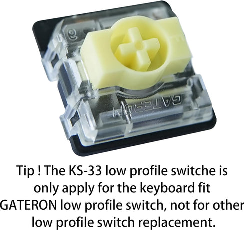 GATERON KS-33 Low Profile Banana Keyboard Switches, Tactile 65gf 3 Pin RGB LED Factory Pre-lubed for MX Mechanical Keyboard (35PCS)...