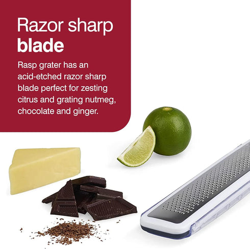 Zyliss SmoothGlide Rasp Grater – Fine Handheld Grater & Citrus Zester with Razor Sharp Stainless Steel Blade & Ergonomic Handle - Protective Cover...