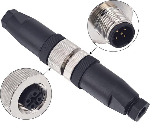 M12 5-Pin Female Circular Aviation Connector Plug 12mm Waterproof Circular Aviation Connector Plug Adapter 4 Pack...
