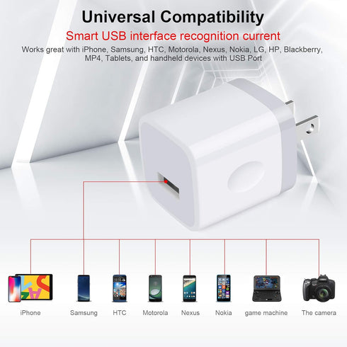Charging Blocks for iPhone, Charger Box Sicodo 3Pack Plug in Phone Charger One Port USB Power Adapter Cell Phone Brick Charging Cube for iPhone 15...