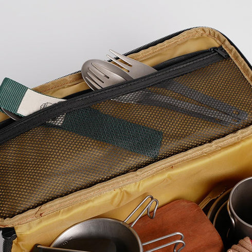 MiOYOOW Camp Utensil Organizer Bag, Portable Camping Cookware Storage Pouch Waterproof Grill Carry Bag with Hanging Loop for Camping Hiking Barbec...