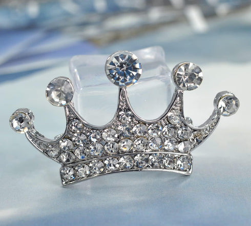 Gyn&Joy Shine Silvery Tone Clear Crystal Rhinestones Queen Princess Crown Pin Brooch...