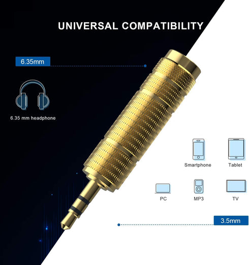 DIGITNOW Headphone Adapter 6.35mm (1/4 Inch) Male to 3.5mm (1/8 Inch) Female and 3.5 mm Male Plug to 6.35 mm Female Jack, Audio Stereo TRS Convert...