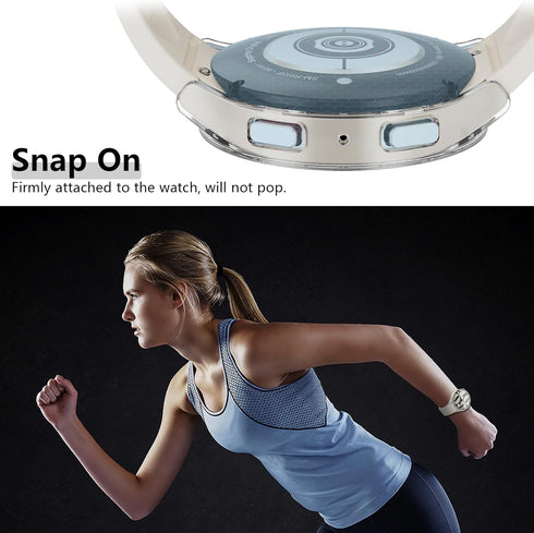 (4+4 Pack) Screen Protector Case for Samsung Galaxy Watch 7 44mm, Hard PC Bumper & HD Anti-Fog Tempered Glass Protective Film Face Cover for Galax...