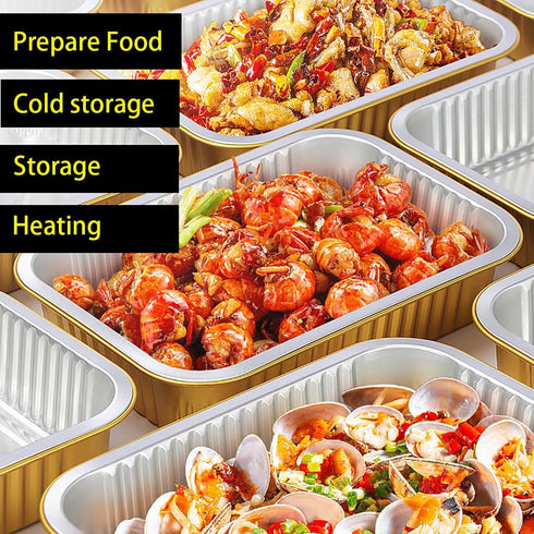 Aluminum Foil Pans with lids 10pack Heavy Duty 2LB Small foil pan 8.5"×6" Disposable, For Microwave & Oven Safe Cooking,Baking,A takeaway food con...