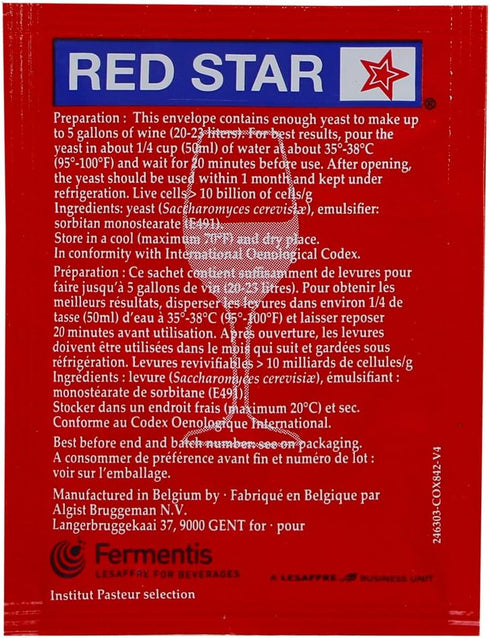 Red Star Premier Rouge formerly Pasteur Red Dried Wine Yeast (10 Packets)...