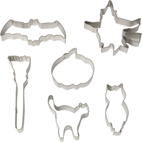 R&M International Vintage Inspired Trick or Treat Halloween Cookie Cutters in Gift Box, Owl, Bat, Pumpkin, Cat, Broom, Witch, 6-Piece Set...