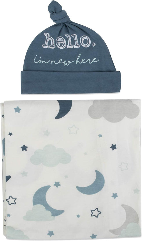 Baby Cotton Swaddle Blanket Wrap with Headband or Hat Set for Baby Girls, Boys Newborns and Infants 0-6 Months (Starry)...