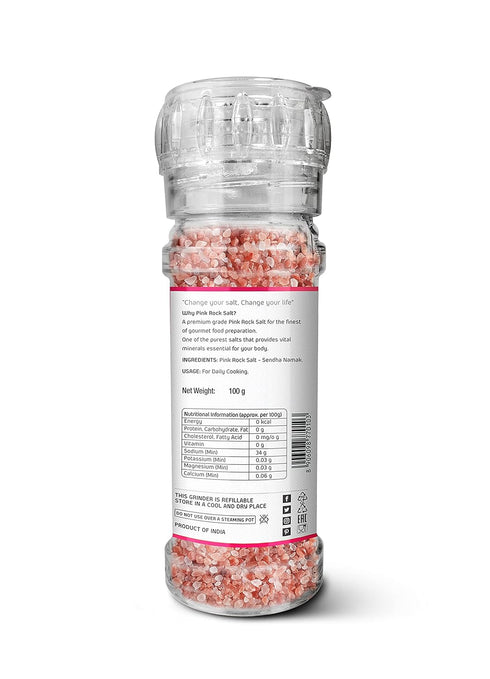 LUNN Pink Rock Salt | 4.24 Oz (120 Gm) | With Glass Grinder....