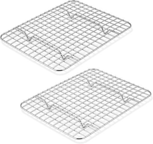 P&P CHEF 2-Pieces Small Cooling Baking Racks, Stainless Steel Grid Rack for Cooking Roasting Drying Grilling, 9.75'' x 7.5'' x 0.75'', Oven & Dish...