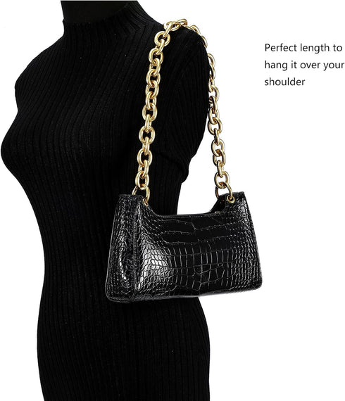Fashionable Heavy Aluminum O Shape Metal Chain Handle Shoulder Straps Replacement for Women's Handbag,Shoulder Bag (Gold)...