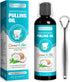 Oil Pulling - Coconut & Mint Oil Pulling Mouthwash with Tongue Scraper, Alcohol Free, Natural Organic Essential Oil for Mouth, Bad Breath Cleaner,...