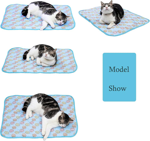 SEIS Dog Ice Pad Ice Silk Cats Kennel Mat Pet Cooling Pad Summer Cool Bamboo Mat Breathable Pad (Blue, S...