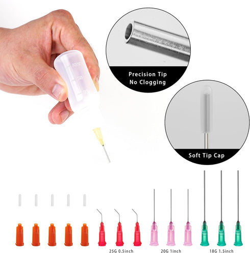 30ml Precision Tip Applicator Bottle, with Blunt Tip Needle and Cap, 18G 20G 25G Needle Tip Squeeze Bottle, Oil Dropper Bottle, Glue Bottles with ...