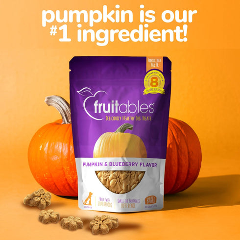 Fruitables Baked Dog Treats – Healthy Low Calorie , Free of Wheat, Corn and Soy – Pumpkin and Blueberry – 12 Ounces...
