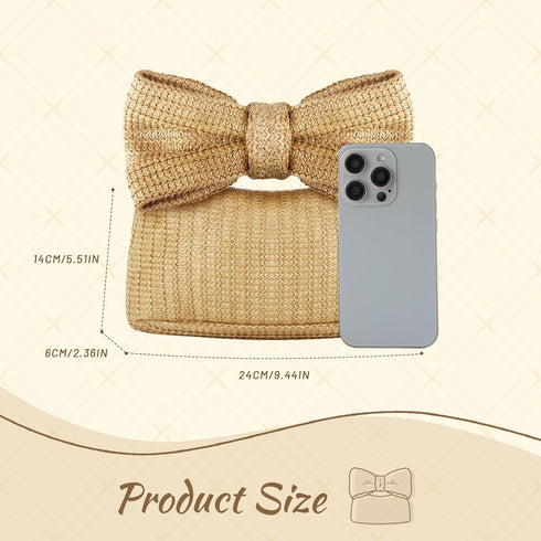 Ynport Bow Straw Clutch Purses for Women Summer Woven Rattan Handbags Wicker Beach Tote Bag 2024...