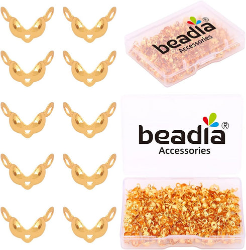 Beadia 18K Gold Plated End Caps Non Tarnish 4x8mm 200pcs for Jewelry Making Findings...