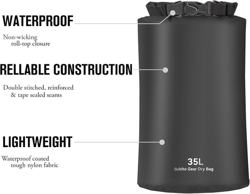 Waterproof Dry Bag 2-Pack Ultralight Wet Bags -12L/35L sizes,Roll Top Lightweight dry sack Keep Gear Dry for Kayaking,Camping,Boating,Hiking...