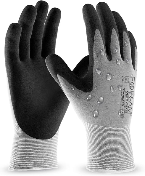 Water Resistant Work Glove,15g Nylon Liner, Nitrile Coating Utility Work Use...