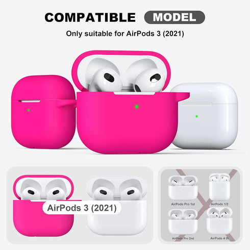 R-fun Compatible with AirPods 3 Case Cover, Silicone Protective Accessories Skin with Keychain Compatible with Apple AirPod 3rd Generation 2021 fo...