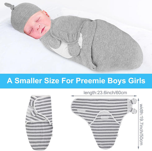 3 Pack Preemie Swaddle Blanket with Hat Set Preemie Hats Baby Receiving Blanket Swaddle Wrap for Preemie Newborn (Classic Style)...