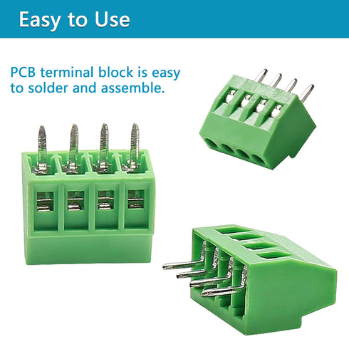 52PCS 2.54mm 0.1" Pitch PCB Mount Screw Terminal Block Connector, Minidodoca 2P 3P 4P 5P Terminals 150V 6A for 26-18AWG Cable?Equipped with Specia...