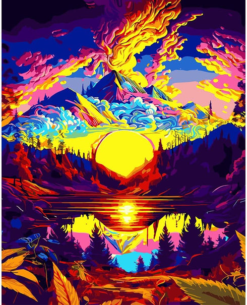 CYNART Paint by Numbers for Adults Beginner, Mountain Moon Lake Adult Paint by Numbers Kits on Landscape Painting Kits for Kids,Painting by Number...