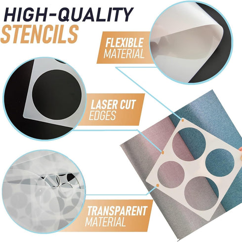Reusable Wall Stencil Set of 9 8x8inch Tile Templates Classical Pattern Painting Template for DIY Decor, Painting on Wood, Airbrush, Rocks and Wal...