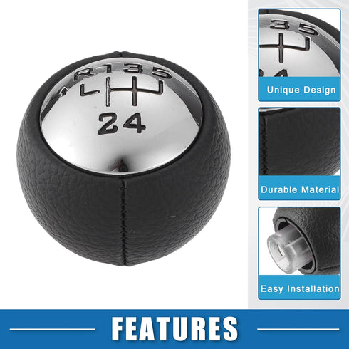 5 Speed Manual Transmission Shift Knob Gear Shifter for Peugeot 307 308 3008 407 5008 807 Plastic Black Silver Tone...