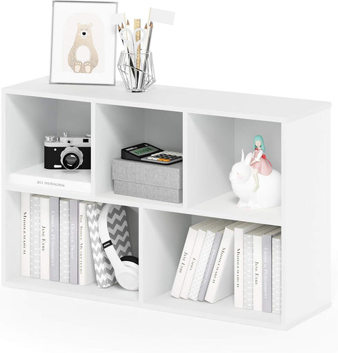 Furinno Luder Bookcase / Book / Storage , 5-Cube, White...