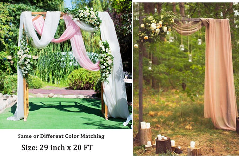 White Wedding Arch Draping Fabric 29" X 20FT Sheer Drapes Chiffon Fabric for Wedding Arbor Engagement Ceremony Party Bridal Shower Swag Fabric Dec...