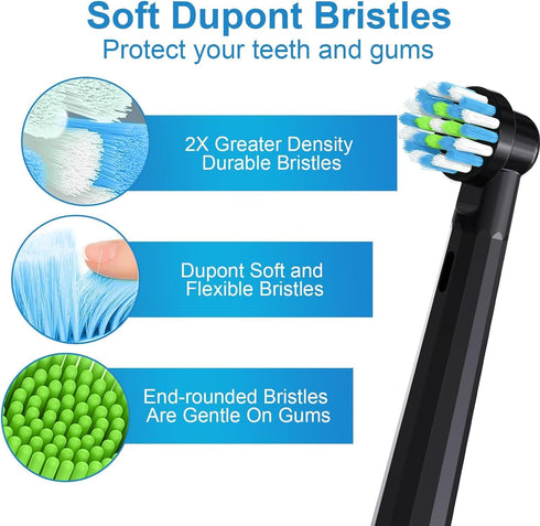8 Pack Replacement Toothbrush Heads Compatible with Oral b Electric Toothbrush (4 Black)...