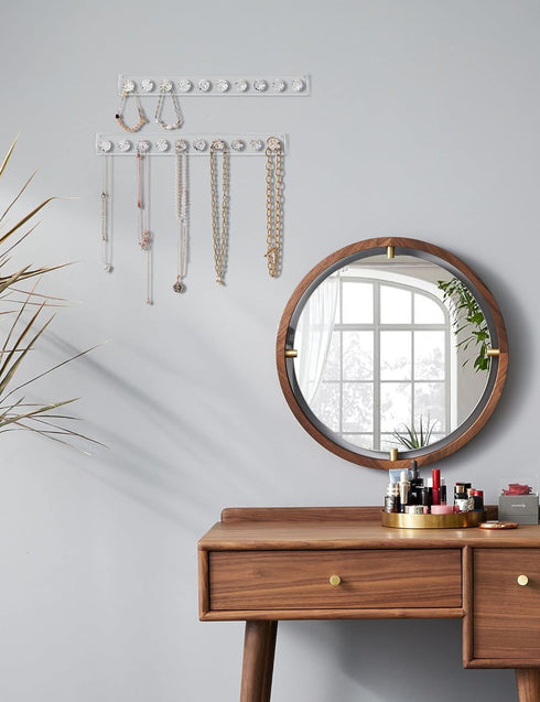 Zreal Necklace Holder, Acrylic Necklace Hanger, Wall Jewelry Organizer with 10 Jewelry Hooks in Seashell Shape (2-pack Clear)...